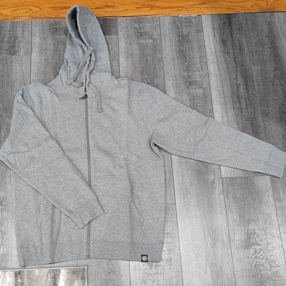 NRA SUEDED ZIP UP HOODIE MED GREY SZ:LG